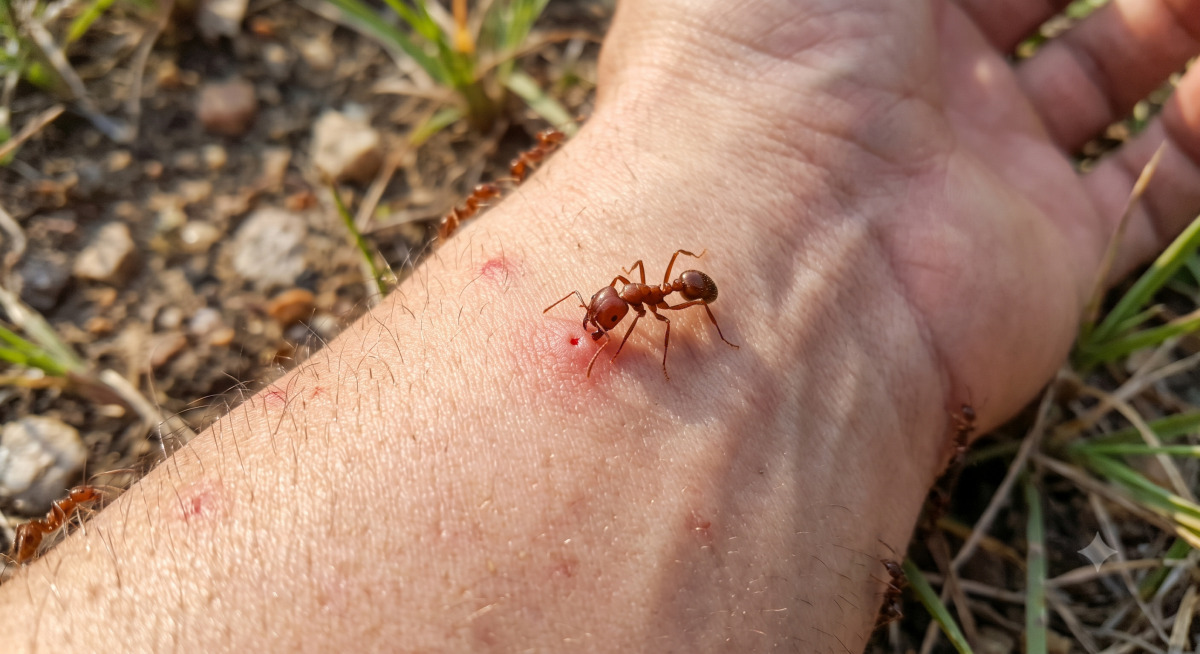 Figure 1: Fire ant biting forearm